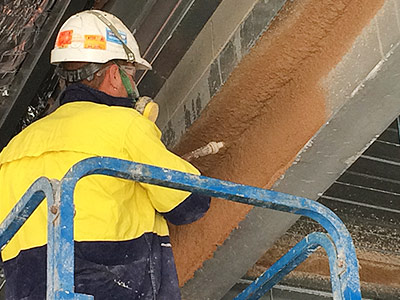 Structural steel fire spray